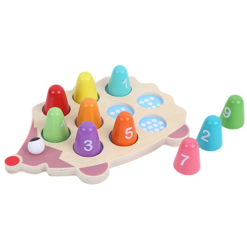 Children Wood Math Number Counting Matching Game Hedgehog Shaped Puzzle