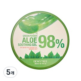 Dewytree Green Power Aloe Soothing Gel, 5 pieces, 300ml / 듀이트리 그린 파워 알로에 수딩젤, 5개, 300ml