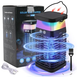 Solar Bug Zapper Indoor Outdoor, 4200V Electric Mosquito Zapper 3 in 1 Portable & Wireless with 4000mAh Battery & UV Light, IP66 Waterproof, for Patio, Backyard, Home