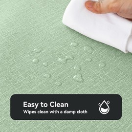 Romanstile Oilcloth Tablecloth Outdoor Round 120 cm Green Tablecloth Linen Look PVC Tablecloths Waterproof Garden Tablecloth Weatherproof Table Cloth Decoration for Birthday, Party, Spring, Summer,