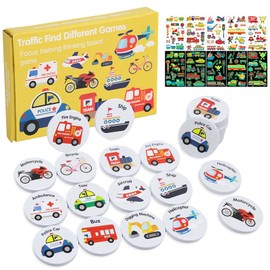 Memory Game, Wooden Memory Game for Children from 3 4 5 Years, Montessori Toy Memo Game, Vehicles Memory Matching Game with Tattoo, Children, Educational Games, Memory Game, Card Game for Boys and