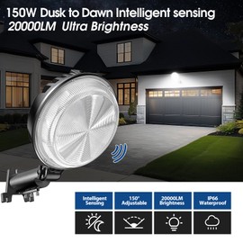 StarMoitic 2 Pack 150W LED Barn Light, 20000LM Dusk to Dawn Outdoor Light, Yard Light Security Lights with 150° Adjustable Angle Photocell, IP66 Waterproof 6500K for Farm/Shop/Street/Garage