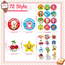 DPKOW 288pcs French Reward Stickers Teacher Supplies for Classroom, Motivational Inspirational Stickers Well Done Star Stickers Labels, Cadeaux Pour Enseignants en Français, 72 Design