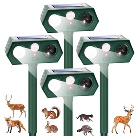 Sonic Fortress Pro Deer Repellent Devices, Racoon Repellent Outdoor Squirrel Fortress Pro IP65 Animal Repeller Cat Deterrent with Motion Sensor& Light to Scare Skunk Bear Rabbit for Garden Yard(4)