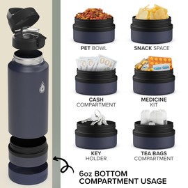 Fruit Water Bottle Infuser with Hidden Compartment - Hot and Cold Water Bottle - BPA Free Water Bottle - Dishwasher Safe Water Bottle - Hiking Water Bottle - Portable Water Bowl For Dog - 26 oz (Acai)