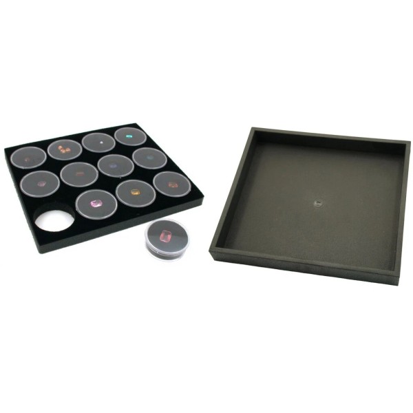 FindingKing Black Open Square Stackable Jewelry Display Tray w/ Black