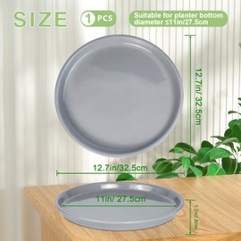 EPFamily Plant Tray for Pots - Ceramic Plant Saucer 12 inch Plant Drip Tray for Drainage Plant Plate to Catch Water Indoor Plants Large Plant Saucer for Outdoors Flower Pot Saucer Gray