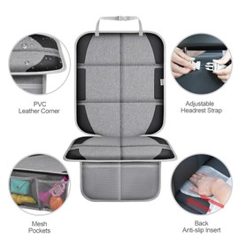 Meolsaek Car Seat Protector, Non-Slip Backing Will Not Leave Imprint, Waterproof Thicker Car Seat Cover for SUV, Sedan, Truck, Leather Car Seat Cushion (Gray Black)