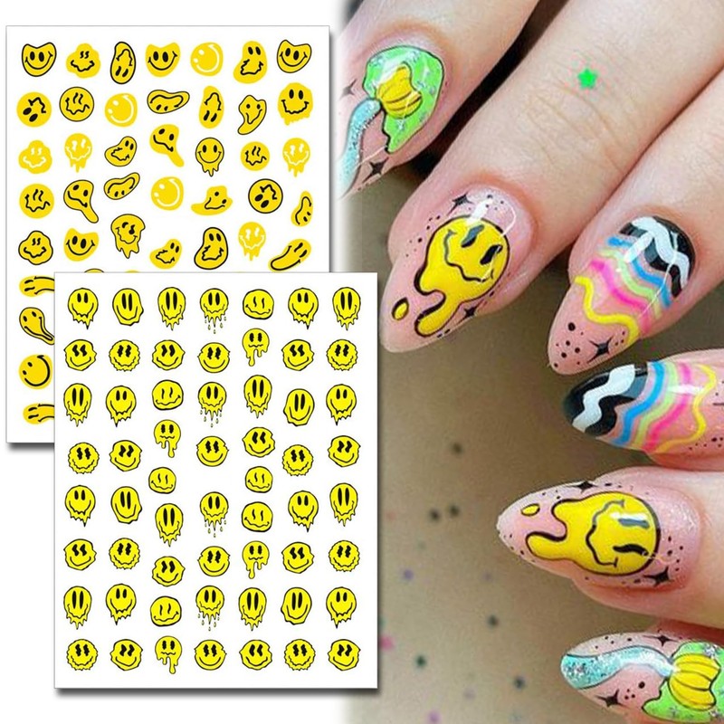 IDDFEVE 12 Sheets Abstract Smiling Face & Evil Eye Nail