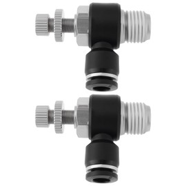 Briny River 2pcs Air Flow Control Valve Connector Push in Pneumatic Flow Control Valve 6mm Turn 1/4 Thread for Air Hose Quick Connection