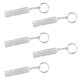 Zuofan 5 Pieces Whistle, Emergency Whistle, Aluminium Alloy Sports Whistle, with Lanyard and Keychain for Camping, Hiking, Hunting, Sports, Dog Training