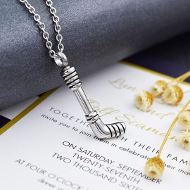 Hockey Stick Cremation Jewelry for Ashes Pendant Urns Sports Lovers Keepsake Jewelry Stainless Steel Memorial Necklace Funeral Remains Locket for Women Men Keepsake Gift, Metal