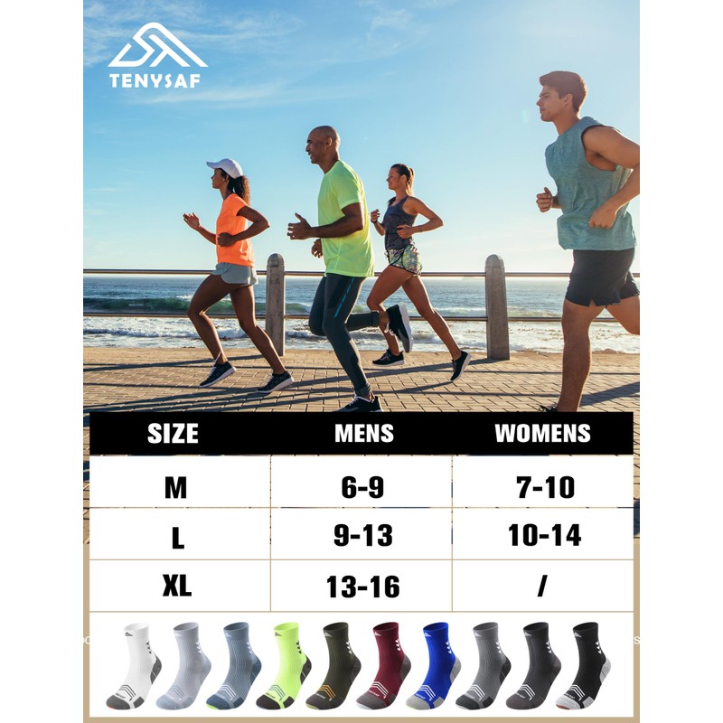 TENYSAF Compression Sport Running Socks: Athletic Socks for Men Women