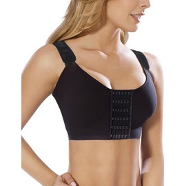KIMIKAL Women Post-Surgery Front Closure Surgical Bra Black