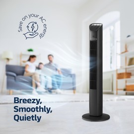 NEXAIR 36” Oscillating Tower Fan, 3 Speed Portable Fan Tower With Remote Control, Quiet Operating Floor Fan for Bedroom with 7.5 Hr Auto Off Timer, Modern Design Room Cooling Fan For Home & Office