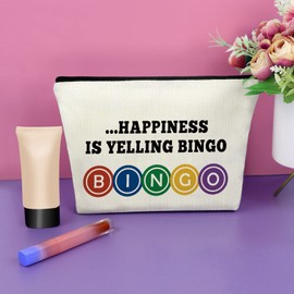 Bingo Gifts Gray Makeup Bag Funny Gifts for Bingo Lovers Casino Lover Gifts for Sister Grandma Cosmetic Bag Bingo Player Gifts Gambling Gifts Lucky Bingo Birthday Christmas Gifts Travel Pouch