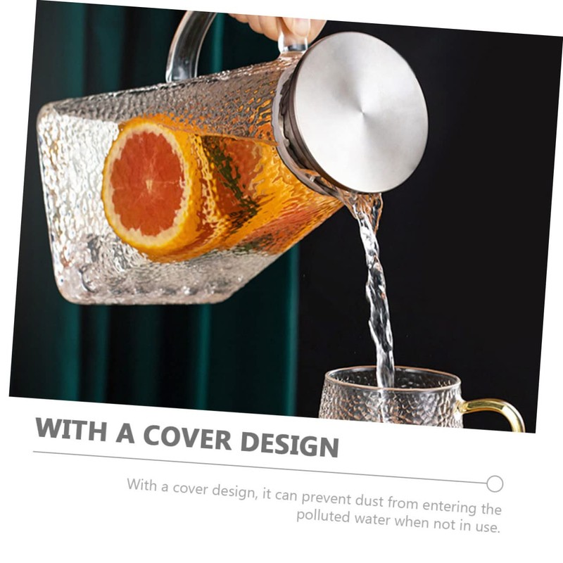 BIUDECO Elegant Glass Water Pitcher Cold Water Kettle Lid for