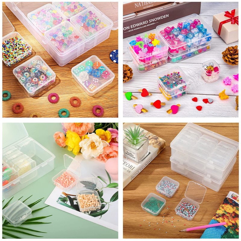 Storage Box with Lid, Small, Plastic Clear Box with Hinged