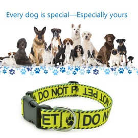 DWOOFG Dog Collar for DO NOT PET, Sturdy Durable with Buckle, Yellow Dog Collars for Small Medium Large Dogs, Premium Adjustable Polyester Pet Collar