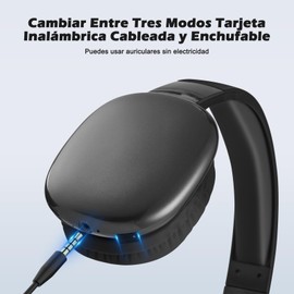 YOMYM Audifonos Inalambricos, Audifonos Inalambricos Diadema,Audífonos de Diadema,Audifonos Diadema Inalámbricos,Audífonos Bluetooth 5.0 Diadema,Cableado/TF,10 Horas,para Android,Apple,Windows(Negro)