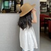 OhMill Classic Plain Kids Fedora Straw Hat Light Breathable Bucket