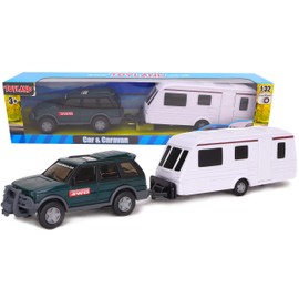Toyland Car & Caravan Set Pull Along - 1:32 Scale (Green)