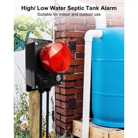 Sump Pump Alarm, 110dB Loud High/Low Water Alarm, with ON/Off Button & Large Red LED Indicator & 10Ft Level Float Switch, IP67 Waterproof Detector for Indoor/Outdoor Septic Tank Pond Basement