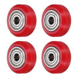uxcell 4Pcs 3D Printer Wheel with 625ZZ Linear Bearing, 3D Printer Pom Roller Plastic Pulley Wheel for 3D Printer, Red