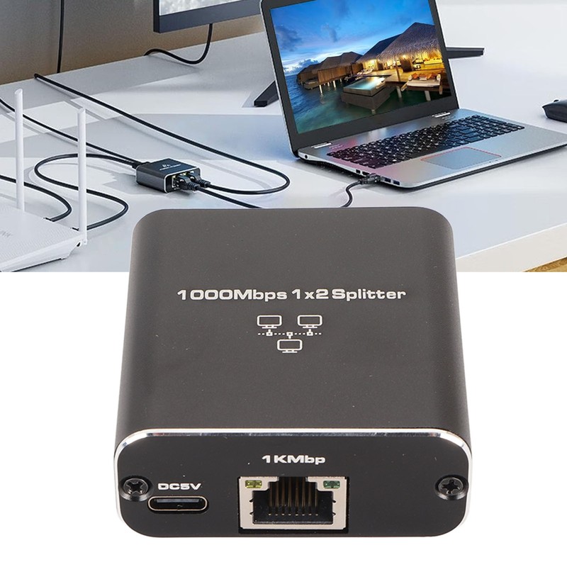 Ethernet Splitter RJ45 1 In 2 Out Gigabit Internet Splitter