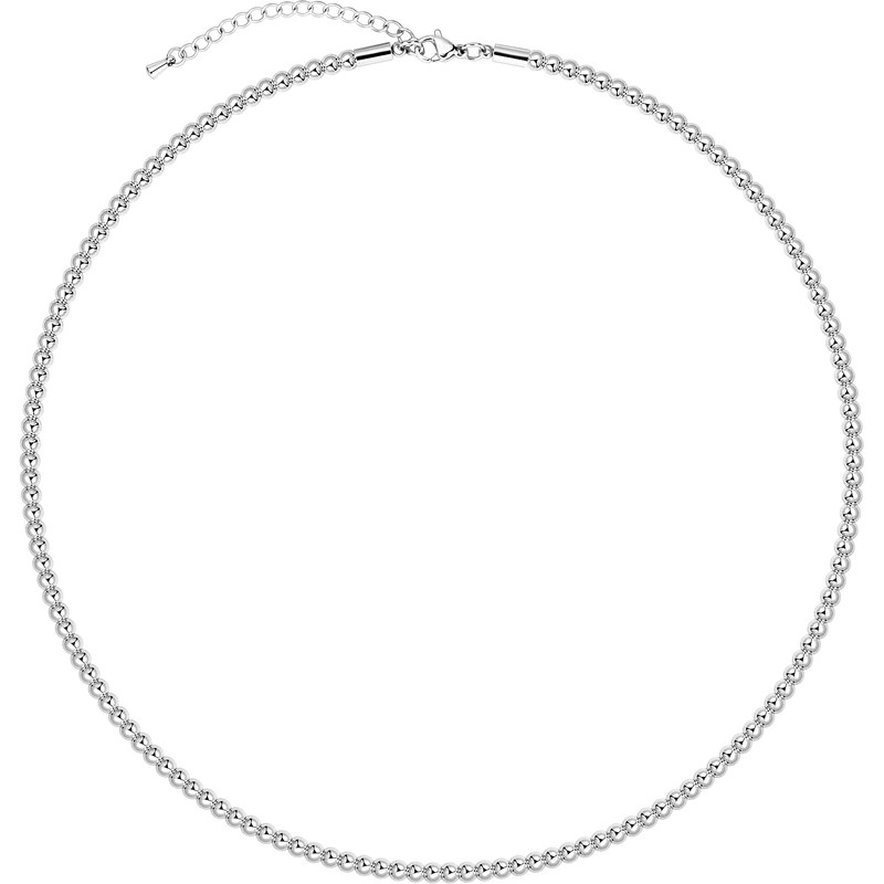 AMITER Silver Painted Bead Necklace, 3mm - 8mm Ball Beaded