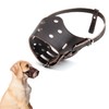Wagably Brown Leather Muzzle for Dogs - Secure Basket -