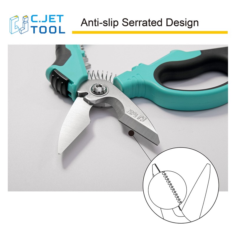 C.JET TOOL 8" Stainless Angle Type Electrician Scissors Heavy Duty