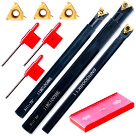 Lathe Turning Holders Threading Holder - Threading Tools Metal Lathe Cutting Tools 3pcs Internal Boring Bars SNR0008K11+SNR0010K11+SNR0012M11 with 3pcs Indexable Carbide Inserts for Lathe Tools