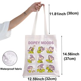 BWWKTOP Dwarf Dopey Tote Bag Dopey Dwarfs Fans Gifts Dopey Moods Shoulder Bag Dwarfs Merchandise, Dopey Moods, One Size