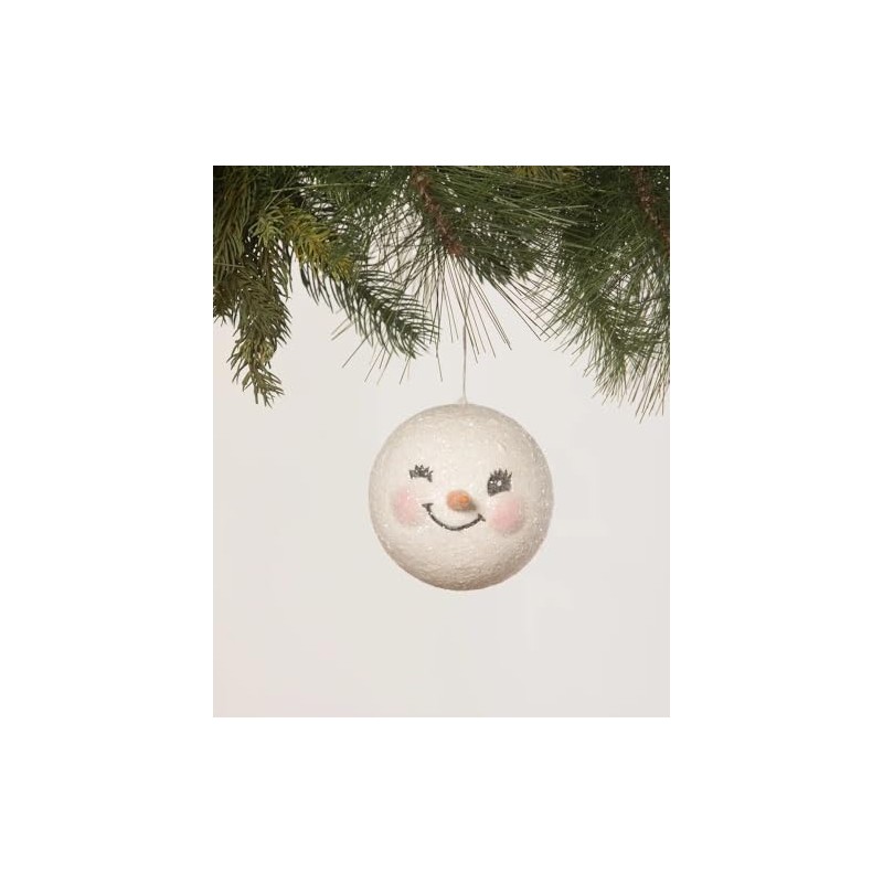 Winking Snowman Head Ornament