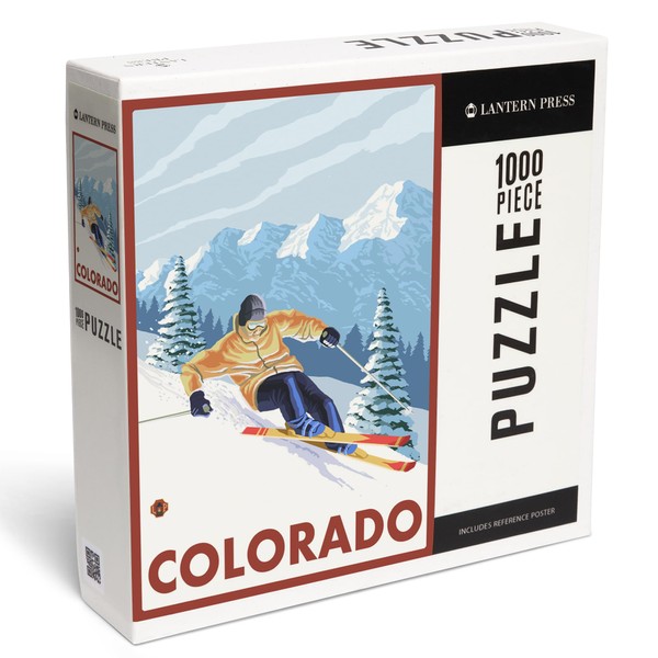 Lantern Press 1000 Piece Jigsaw Puzzle, Colorado, Downhill Snow Skier