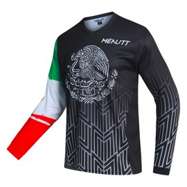 MENUTT Racing Men's Long Sleeve Off-Road Mexico Jersey Mountain Bike MTB Jersey Downhill&Motocross Shirts