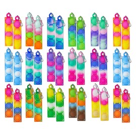 36 Pcs Fidget Keyring, Random Colors Mini Key Chain(Square Strip), Party Bag Fillers For Kids, Gifts Of Sensory Toys For Girls And Boys, End Of Term Gifts For Children