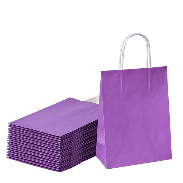SUNCOLOR 24 Pack Small Party Favor Bags Goodie Bags for Birthday Party Gift Bags With Handle (Purple)