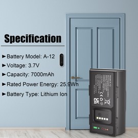 KUNLUN 7.0Ah VMA2400 Battery Compatible for Arlo Essential Wire-Free Video Doorbell, USB Rechargeable Battery for Arlo Doorbell AVD2001 AVD2001B