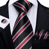 DiBanGu Black Red Stripe Tie for Men Silk Black Red