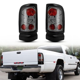 Nixon Offroad Tail Lights for Dodge Ram 1500 2500 3500 Pickup 1994-2002 Tail Lamps Halogen Rear Lights Car Rear Lamps Assembly Replacement 1Pair (Chrome Housing/Smoke Lens)
