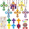24 Sets Religious Cross Necklace Craft Kit，DIY Easter Crafts with