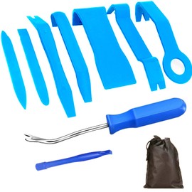 Interior Removal, Upholstery Removal, Panel Removal, Car Installation and Removal Tool Set, 9-Piece Set, Door Panel, Navigation Attachment, Scratch Prevention, Clip Clamp Tool, Storage Bag Included, Light Blue