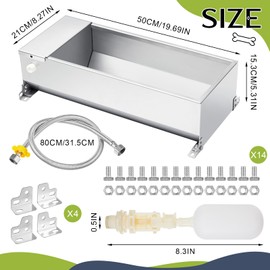 Zonon Automatic Livestock Water Trough Large Capacity Self Filling Dog Waterer Tank Animal Drinking Water Bowl Stainless Steel with Float Valve Kit for Dog Horse Goat Pig Cow