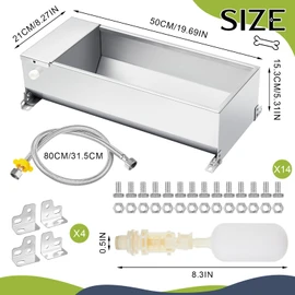 Zonon Automatic Livestock Water Trough Large Capacity Self Filling Dog Waterer Tank Animal Drinking Water Bowl Stainless Steel with Float Valve Kit for Dog Horse Goat Pig Cow