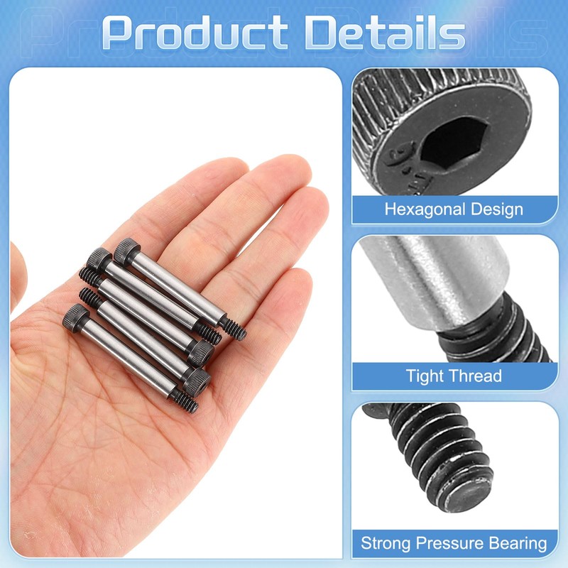 sourcing map Alloy Steel Hexagon Socket Head Shoulder Screws Bolt,