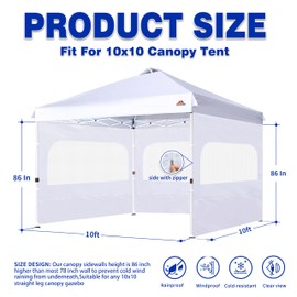 SCOCANOPY Sidewall for 10x10 Canopy Frame with Mesh Window and Zipper, 3 Pieces Sunwalls Only, (Beige)