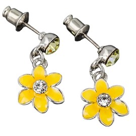 Equilibrium Radiant Daffodil Enamel & Crystal Dangly Earrings Gift Boxed