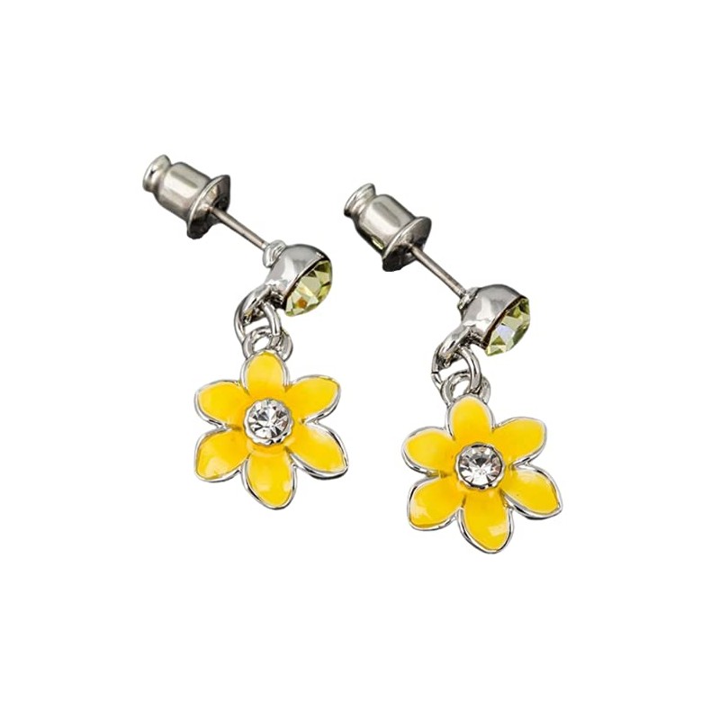 Equilibrium Radiant Daffodil Enamel & Crystal Dangly Earrings Gift Boxed